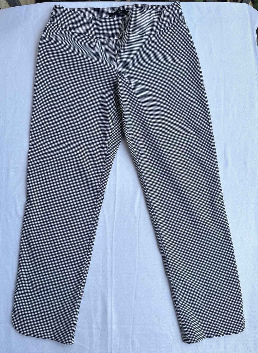 Up! Black White Gingham Check Pull-On Cropped Pants Women's Size 10